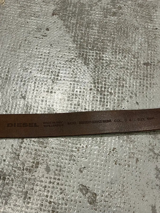 2000s Diesel Brown Eroded Leather Belt jlTaLyk 5
