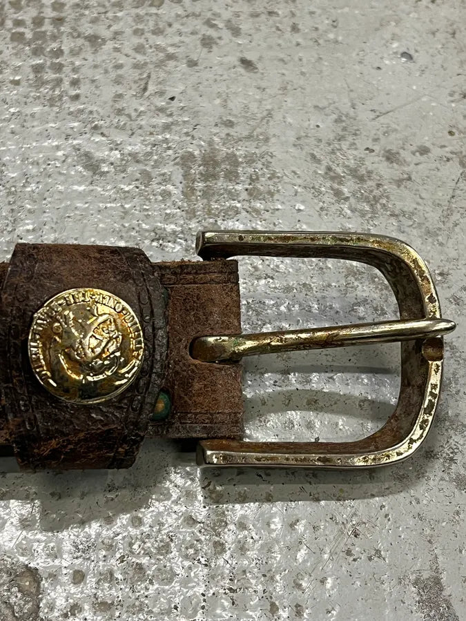 2000s Diesel Brown Eroded Leather Belt jlTaLyk 4