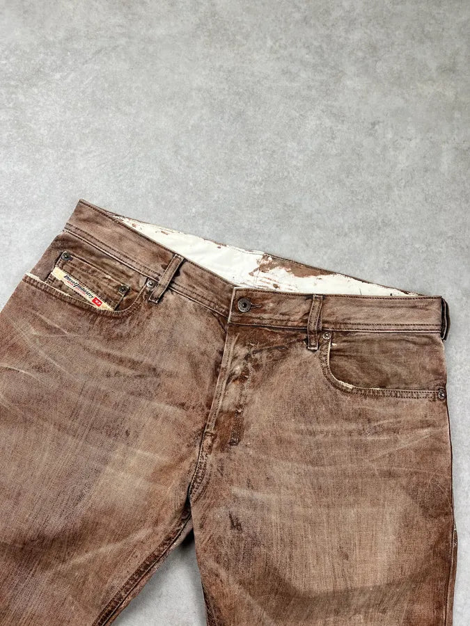 2000s Diesel Brown Faded Denim Bootcut Jeans FAylYnb 6