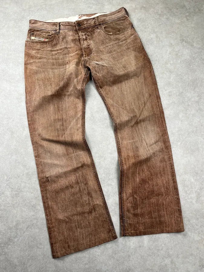 2000s Diesel Brown Faded Denim Bootcut Jeans FAylYnb 5
