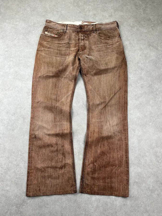 2000s Diesel Brown Faded Denim Bootcut Jeans FAylYnb 3