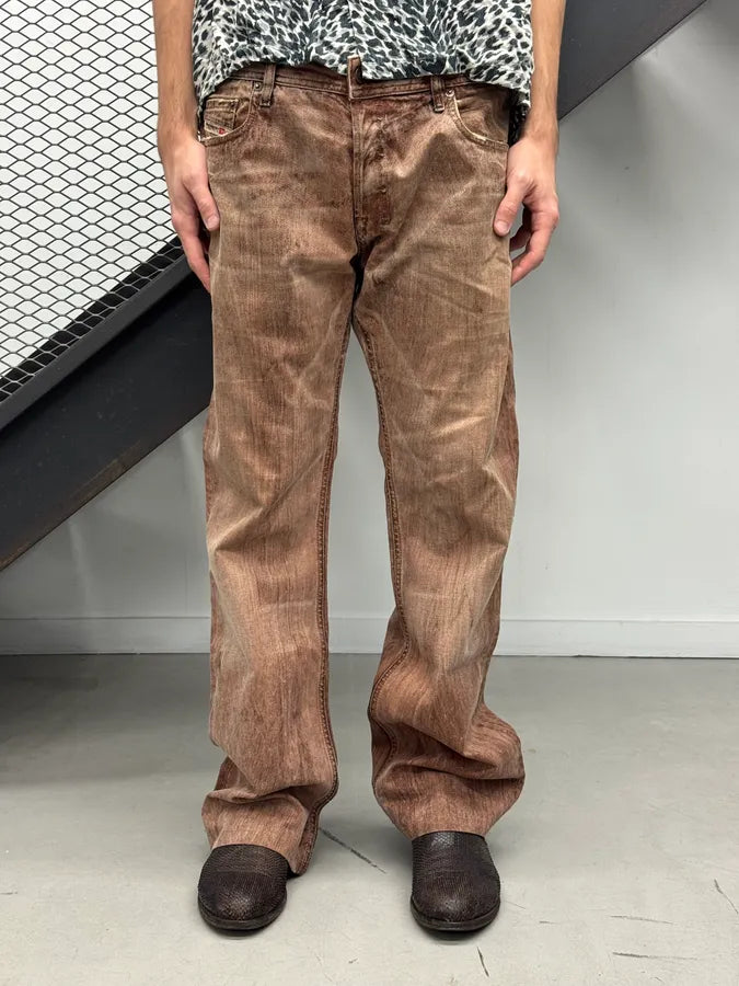 2000s Diesel Brown Faded Denim Bootcut Jeans FAylYnb 0