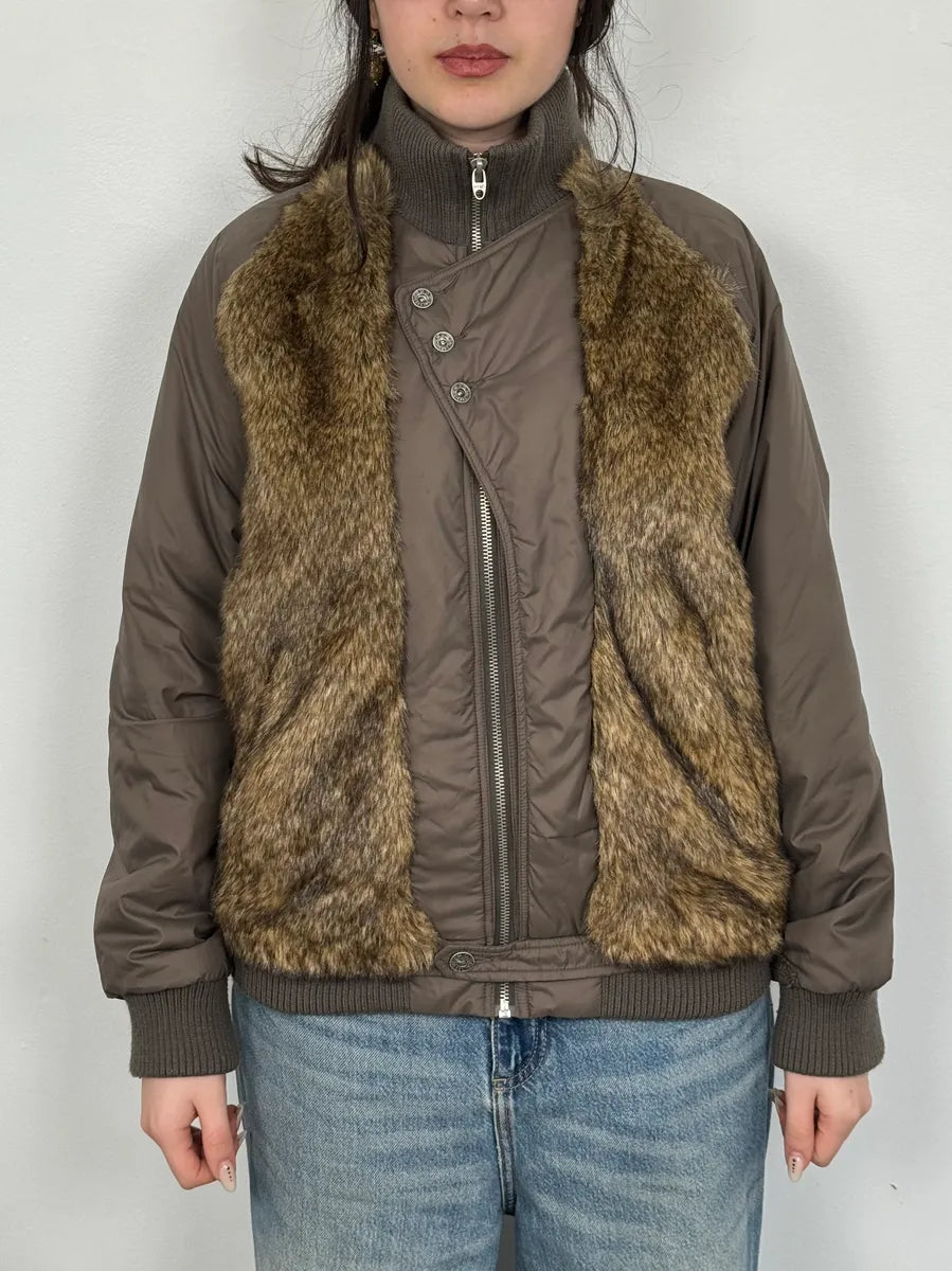 2000s Diesel Brown Faux Fur Cozy Jacket yYNecbL 1