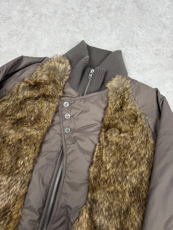2000s Diesel Brown Faux Fur Cozy Jacket yYNecbL 5