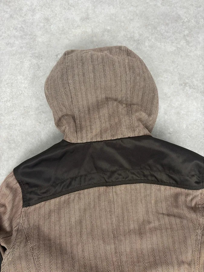 2000s Diesel Brown Nylon Contrast Panel Cargo Jacket OmZjGeq 5