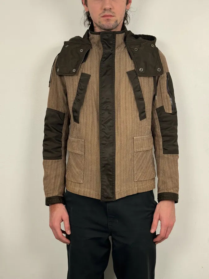 2000s Diesel Brown Nylon Contrast Panel Cargo Jacket OmZjGeq 1