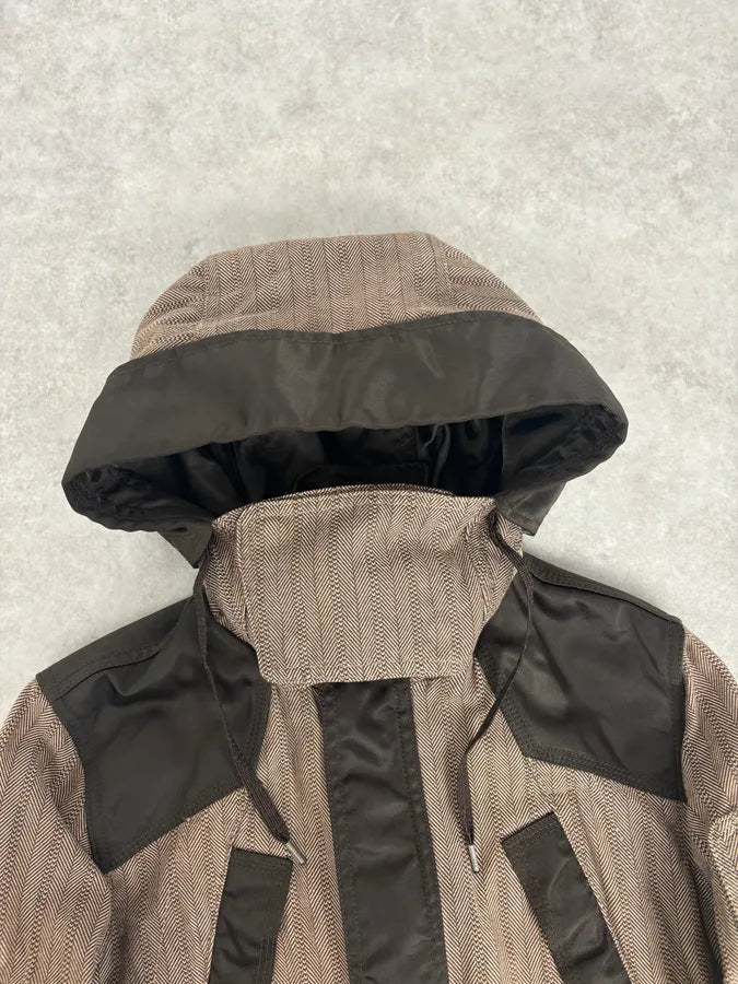 2000s Diesel Brown Nylon Contrast Panel Cargo Jacket OmZjGeq 3