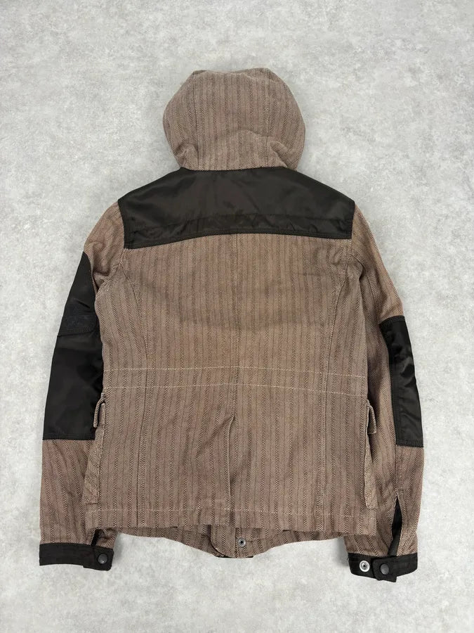 2000s Diesel Brown Nylon Contrast Panel Cargo Jacket OmZjGeq 4
