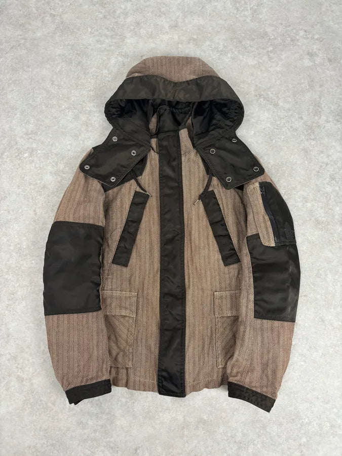 2000s Diesel Brown Nylon Contrast Panel Cargo Jacket OmZjGeq 7