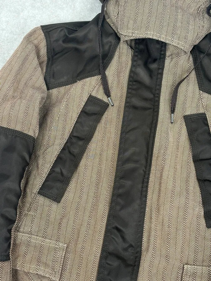 2000s Diesel Brown Nylon Contrast Panel Cargo Jacket OmZjGeq 9