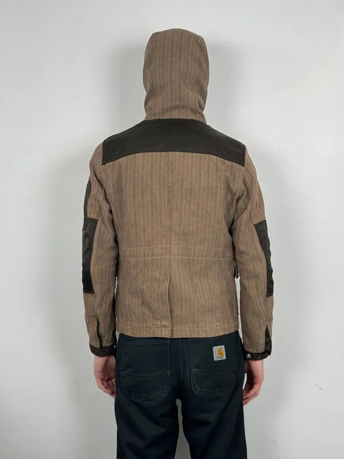 2000s Diesel Brown Nylon Contrast Panel Cargo Jacket OmZjGeq 2