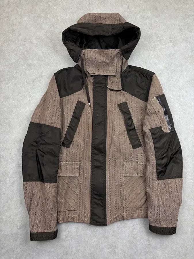 2000s Diesel Brown Nylon Contrast Panel Cargo Jacket fkaLsew 0