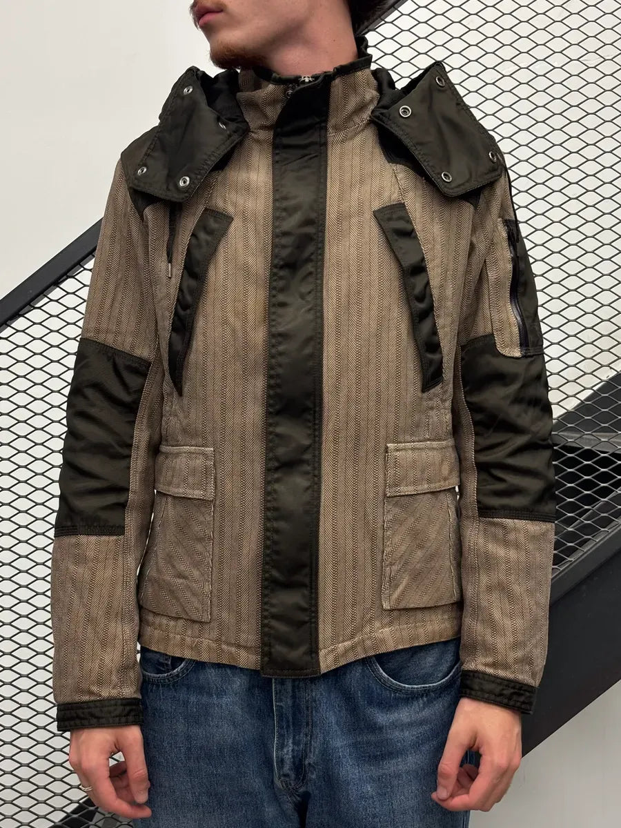 2000s Diesel Brown Nylon Contrast Panel Cargo Jacket fkaLsew 1