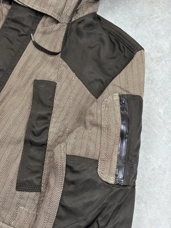 2000s Diesel Brown Nylon Contrast Panel Cargo Jacket fkaLsew 7