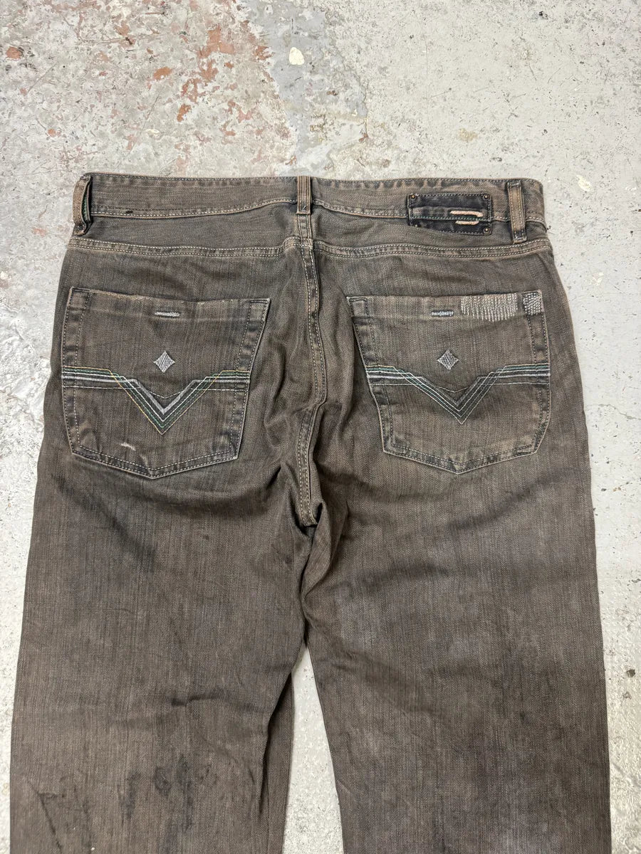 2000s Diesel Brown Rust Denim Jeans SAfrQiW 7