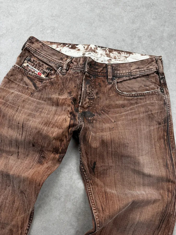 2000s Diesel Brown Rust Flared Jeans vgAbEeU 5