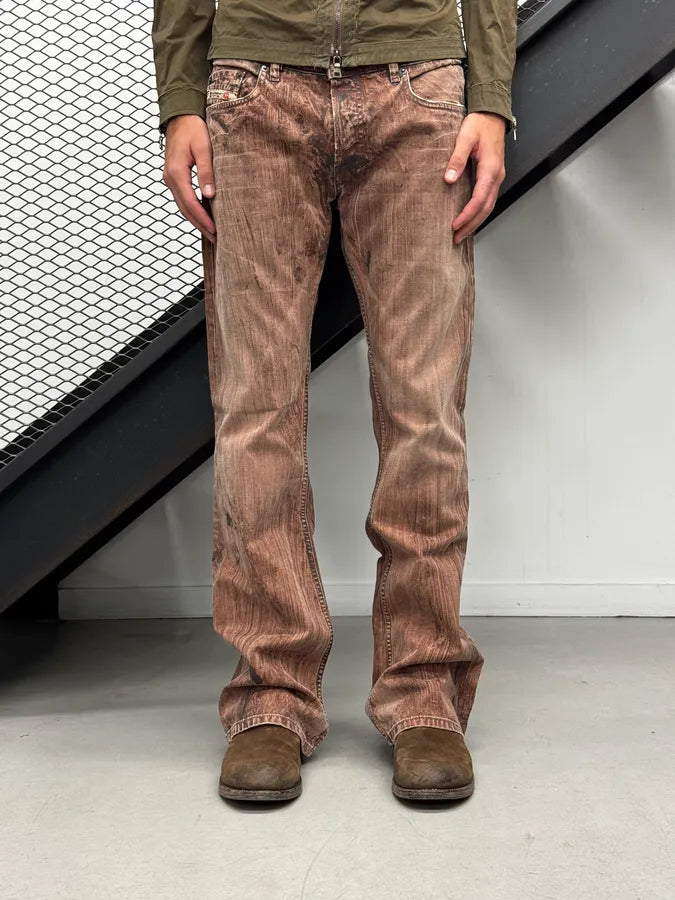 2000s Diesel Brown Rust Flared Jeans vgAbEeU 0