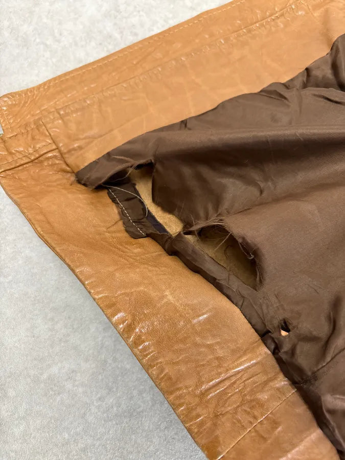 2000s Diesel Camel Leather Multi-Pocket Leather Jacket YKOhOHt 16