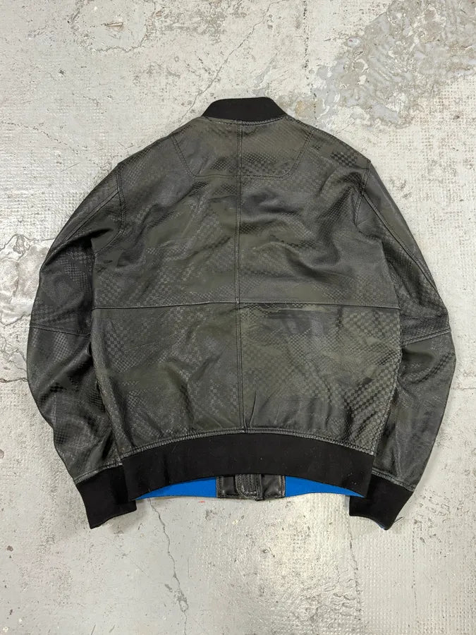 2000s Diesel Camo Square Black Leather Bomber Jacket YprRqWN 4