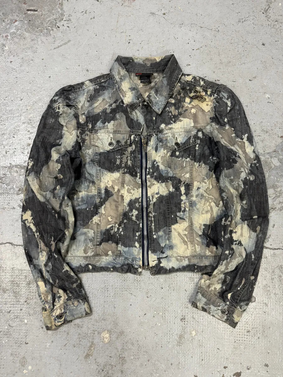 2000s Diesel Contemporary Full Splash Painted Denim Jacket hvpQBWQ 0