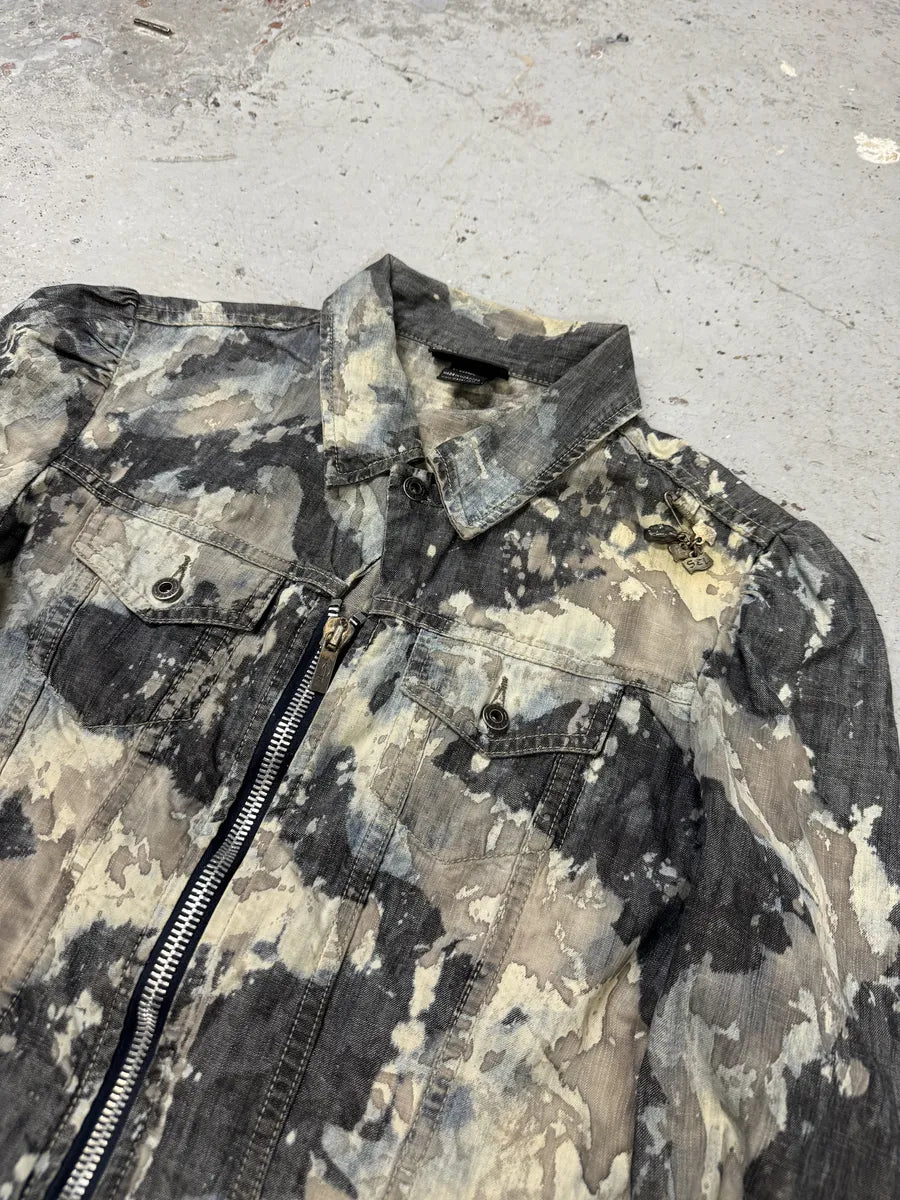 2000s Diesel Contemporary Full Splash Painted Denim Jacket hvpQBWQ 5