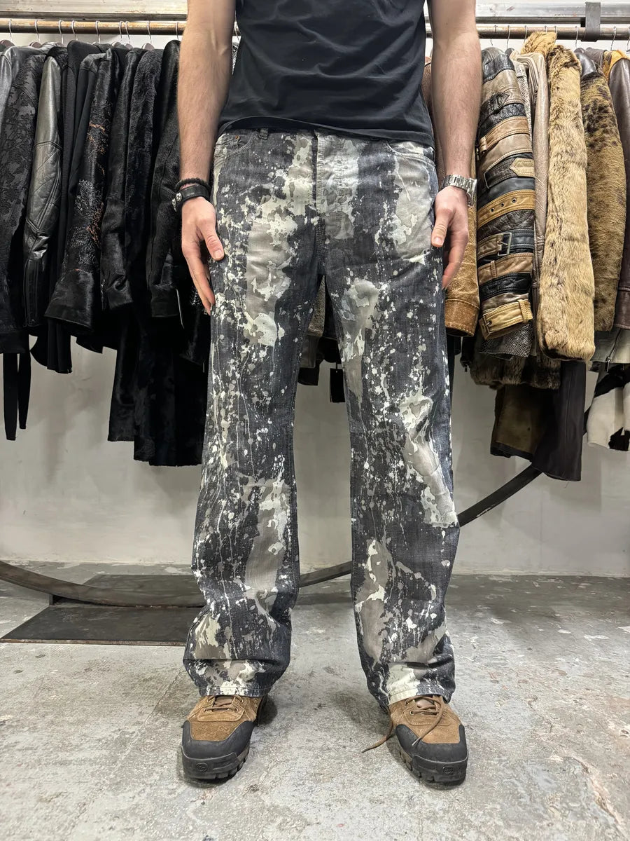 2000s Diesel Contemporary Full Splash Painted Effect Pants FpqoVzS 0