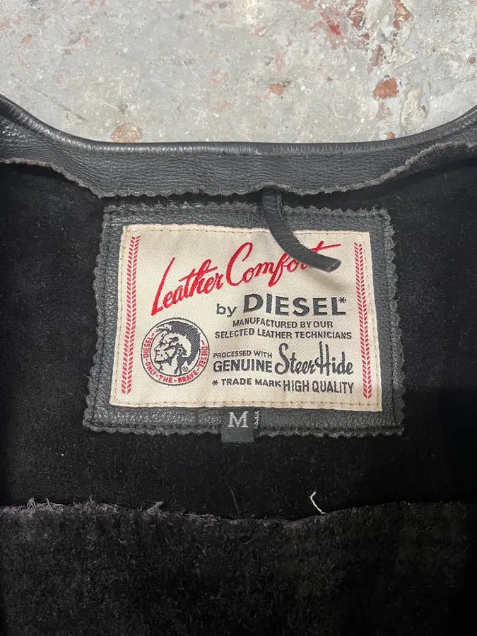 2000s Diesel Cowboy Black Leather Fringe Vest (M/L) 7