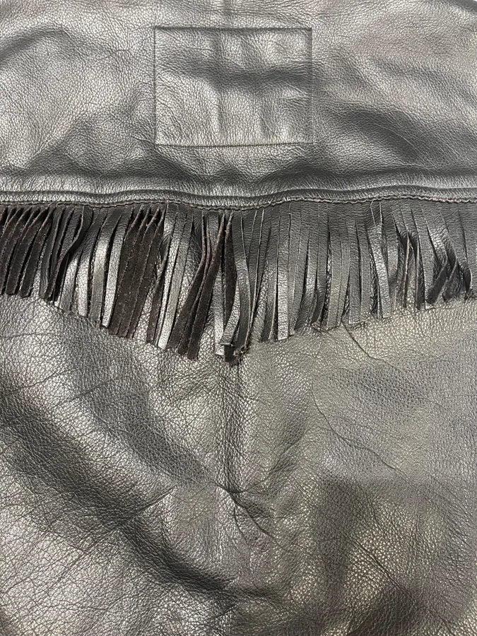 2000s Diesel Cowboy Black Leather Fringe Vest (M/L) 8