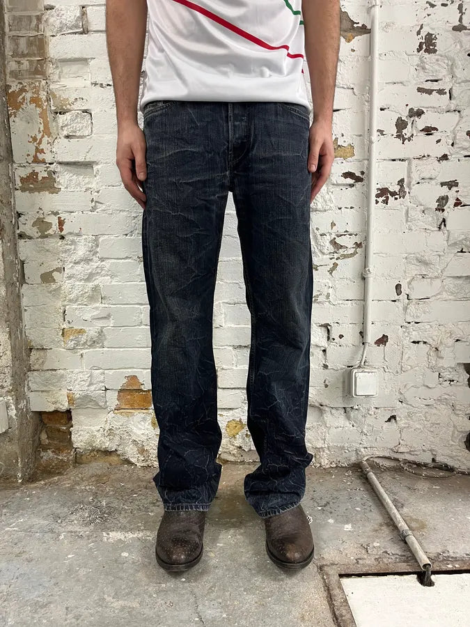 2000s Diesel Crack Navy Faded Jeans NFFkIcc 1
