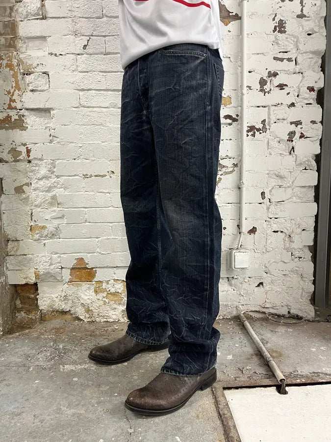 2000s Diesel Crack Navy Faded Jeans NFFkIcc 2