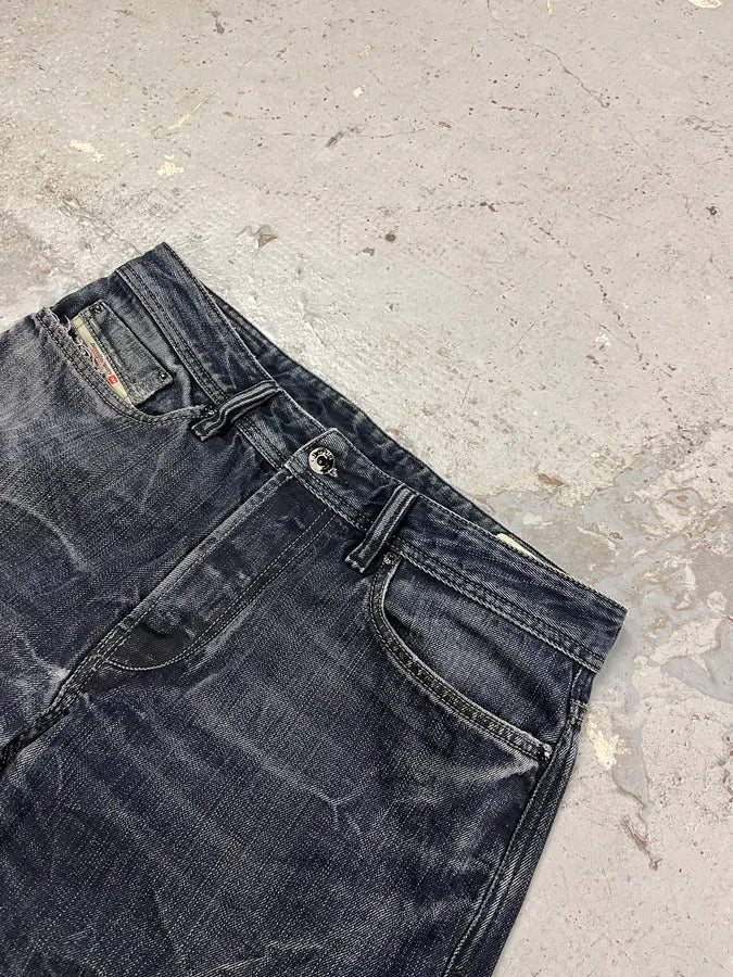 2000s Diesel Crack Navy Faded Jeans NFFkIcc 5