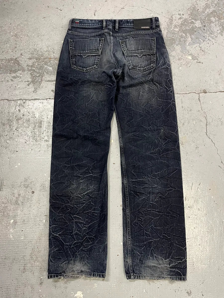 2000s Diesel Crack Navy Faded Jeans NFFkIcc 6