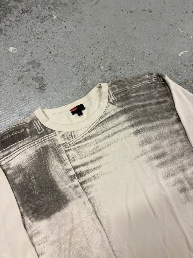 2000s Diesel Denim Trompe L’Oeil White Longsleeves fiOqFis 4