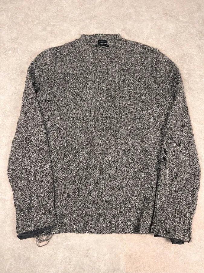 2000s Diesel Destroyed Grey Wool Sweater LqKfbdk 0