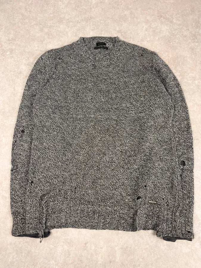2000s Diesel Destroyed Grey Wool Sweater LqKfbdk 3