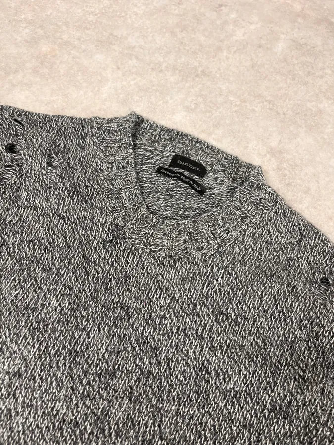 2000s Diesel Destroyed Grey Wool Sweater LqKfbdk 4