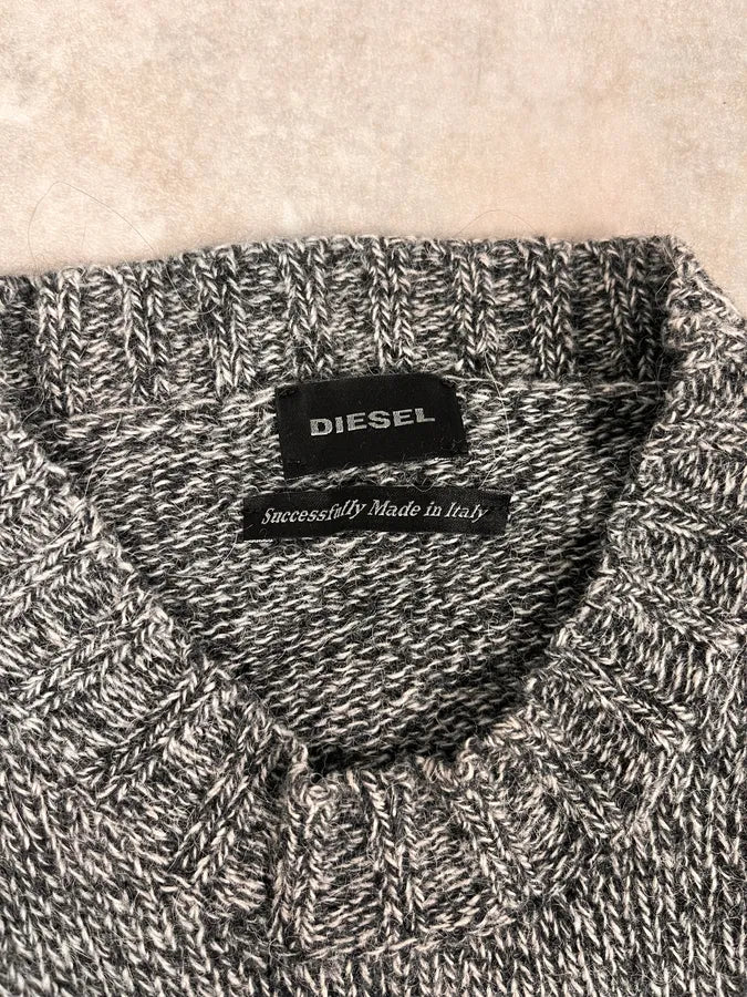 2000s Diesel Destroyed Grey Wool Sweater LqKfbdk 7