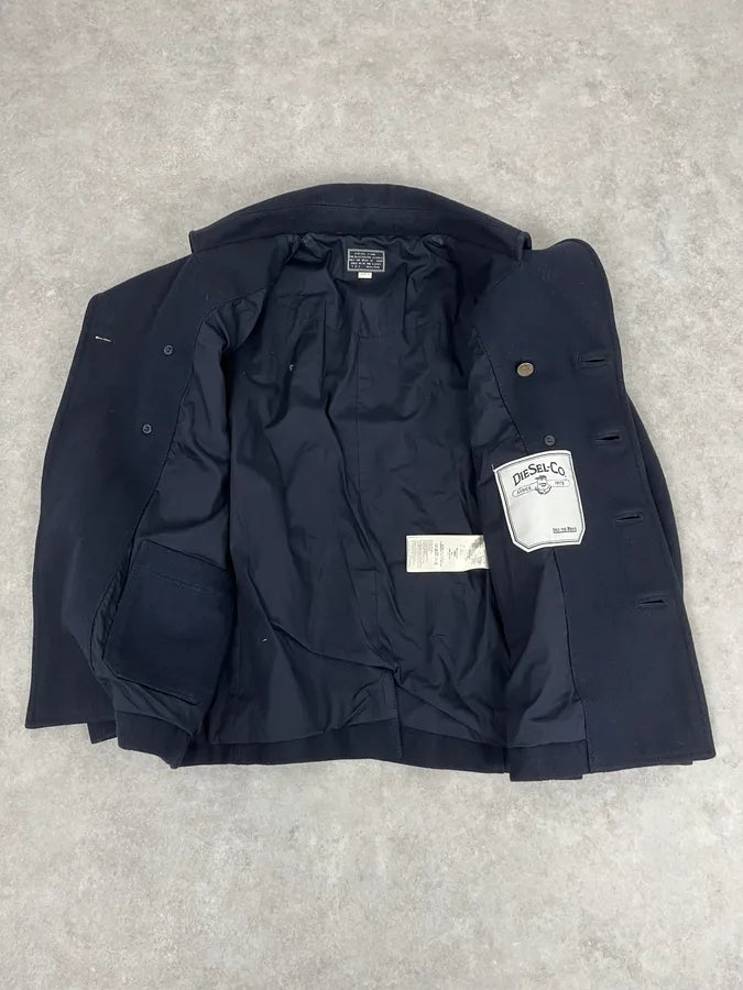 2000s Diesel Double Breasted Navy Wool Caban Jacket CQvqBjI 7