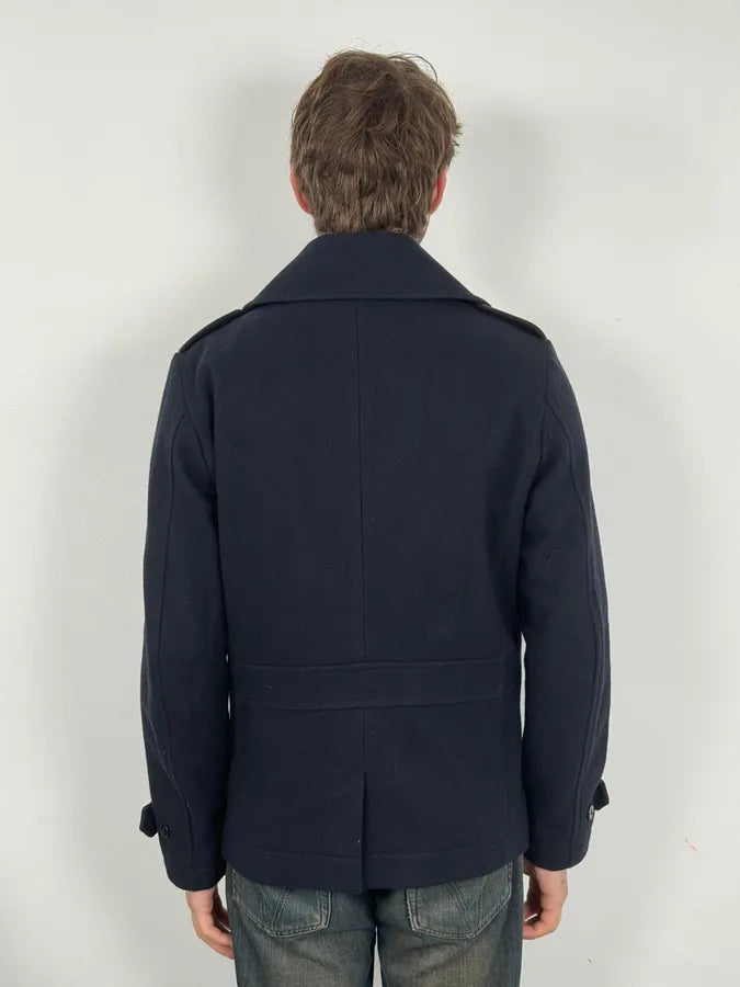 2000s Diesel Double Breasted Navy Wool Caban Jacket CQvqBjI 2