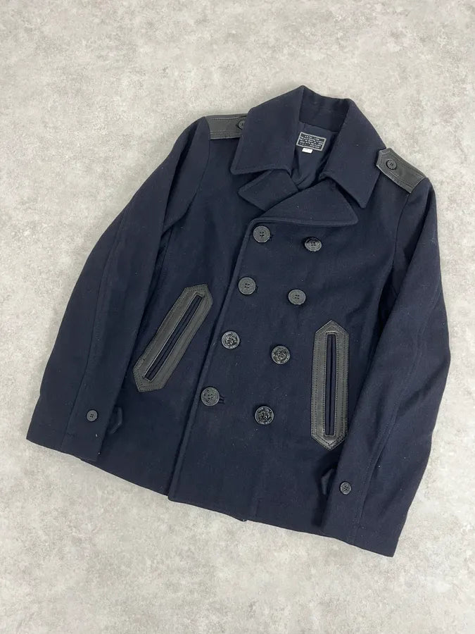 2000s Diesel Double Breasted Navy Wool Caban Jacket CQvqBjI 3