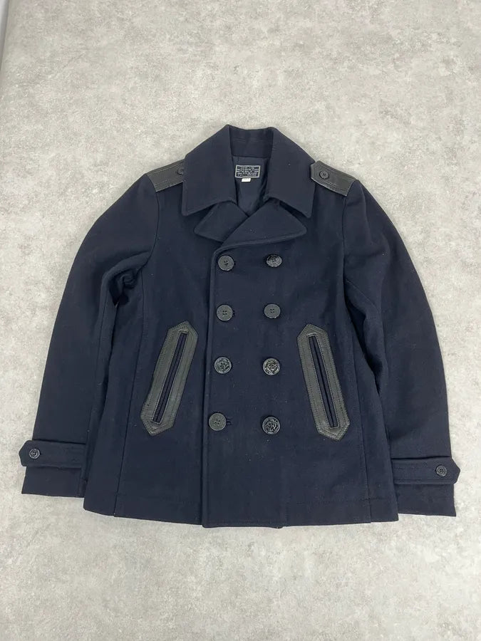 2000s Diesel Double Breasted Navy Wool Caban Jacket CQvqBjI 0