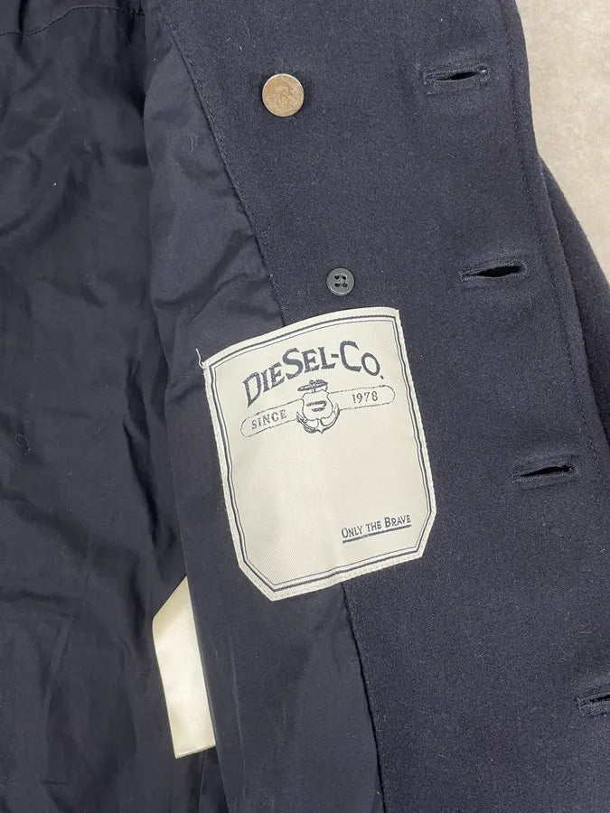 2000s Diesel Double Breasted Navy Wool Caban Jacket CQvqBjI 11