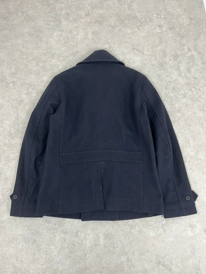 2000s Diesel Double Breasted Navy Wool Caban Jacket CQvqBjI 5