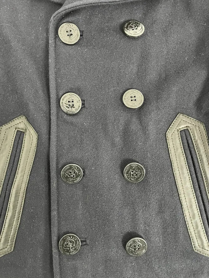 2000s Diesel Double Breasted Navy Wool Caban Jacket CQvqBjI 10