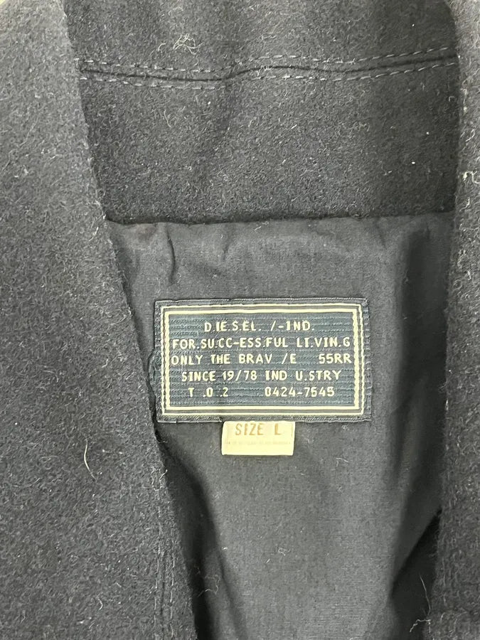 2000s Diesel Double Breasted Navy Wool Caban Jacket CQvqBjI 8