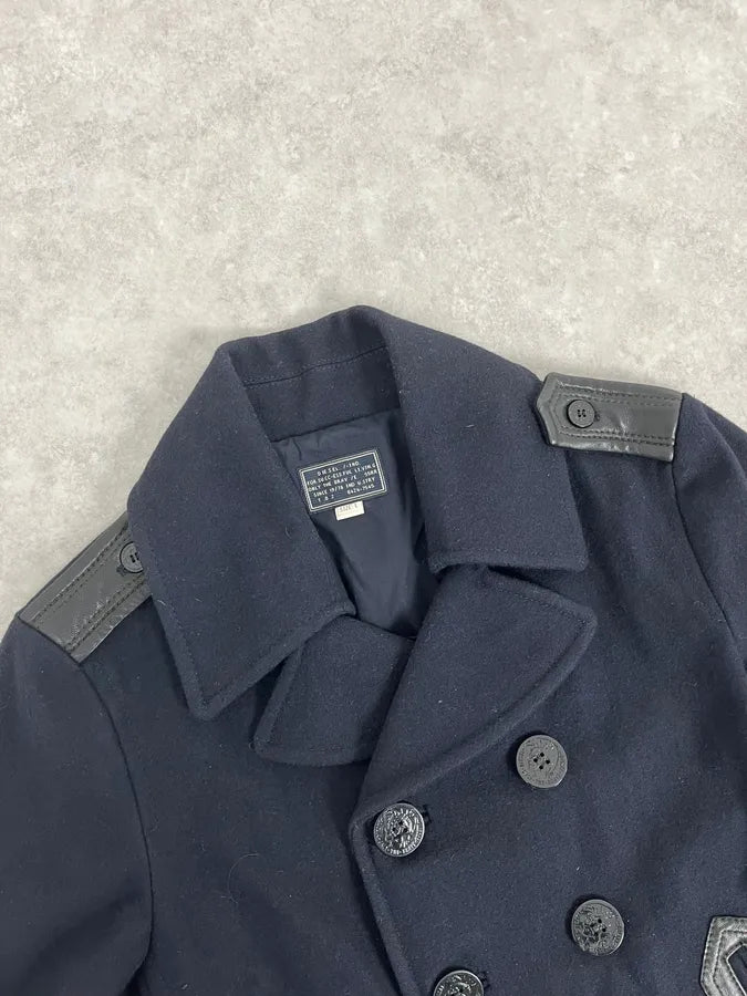 2000s Diesel Double Breasted Navy Wool Caban Jacket CQvqBjI 4