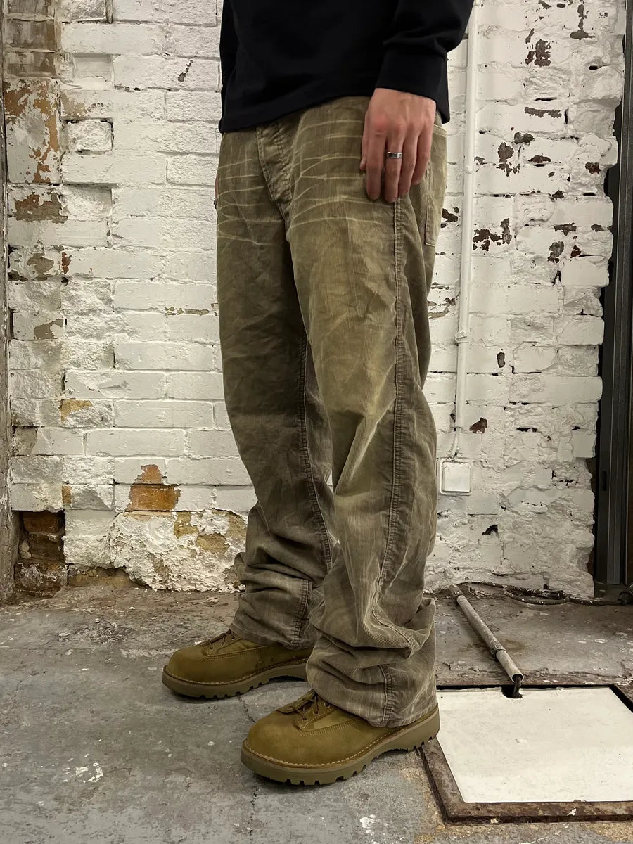 2000s Diesel Eroded Beige Velvet Relaxed Pants RsmeZRa 1