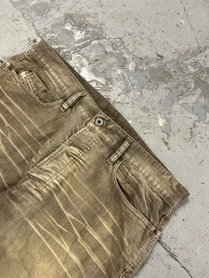 2000s Diesel Eroded Beige Velvet Relaxed Pants RsmeZRa 5