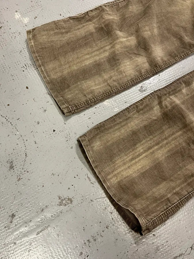 2000s Diesel Eroded Beige Velvet Relaxed Pants RsmeZRa 6