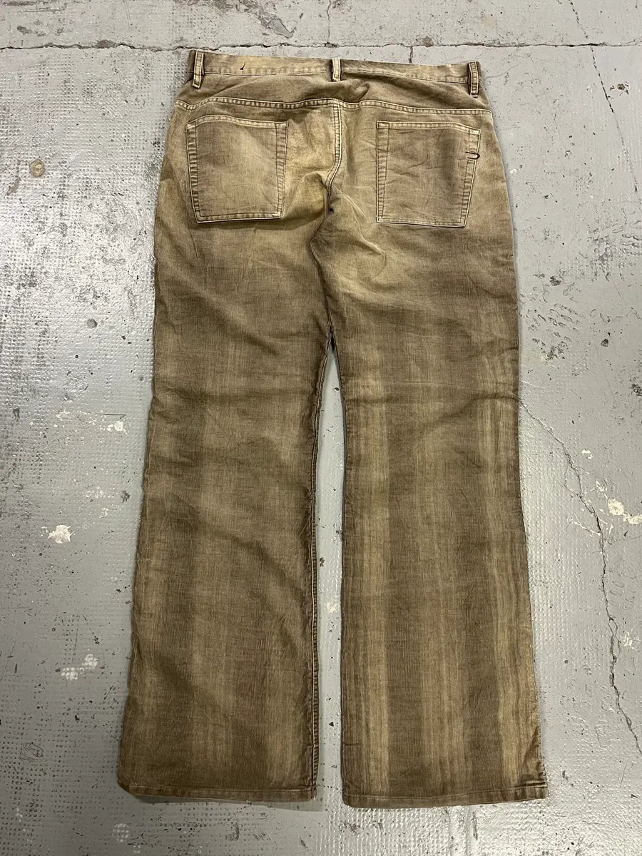2000s Diesel Eroded Beige Velvet Relaxed Pants RsmeZRa 7